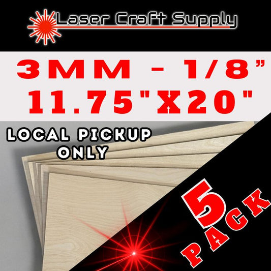 3mm (1/8") 11.75" X 20" - 5 Pack Birch Plywood-LOCAL PICKUP PRICING