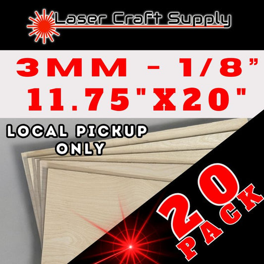 3mm (1/8") 11.75" X 20" - 20 Pack Birch Plywood-LOCAL PICKUP PRICING