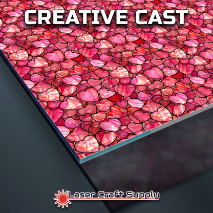 Creative Cast Acrylics - Pink Hearts All Over - Stained Glass