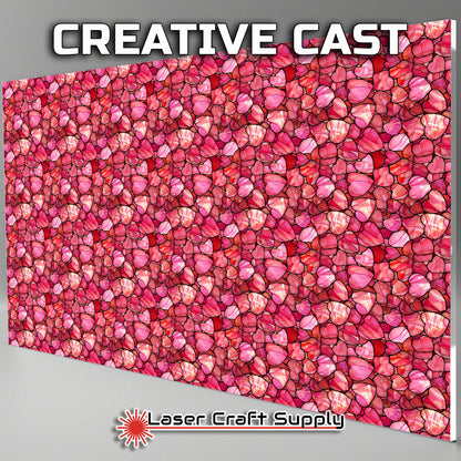 Creative Cast Acrylics - Pink Hearts All Over - Stained Glass